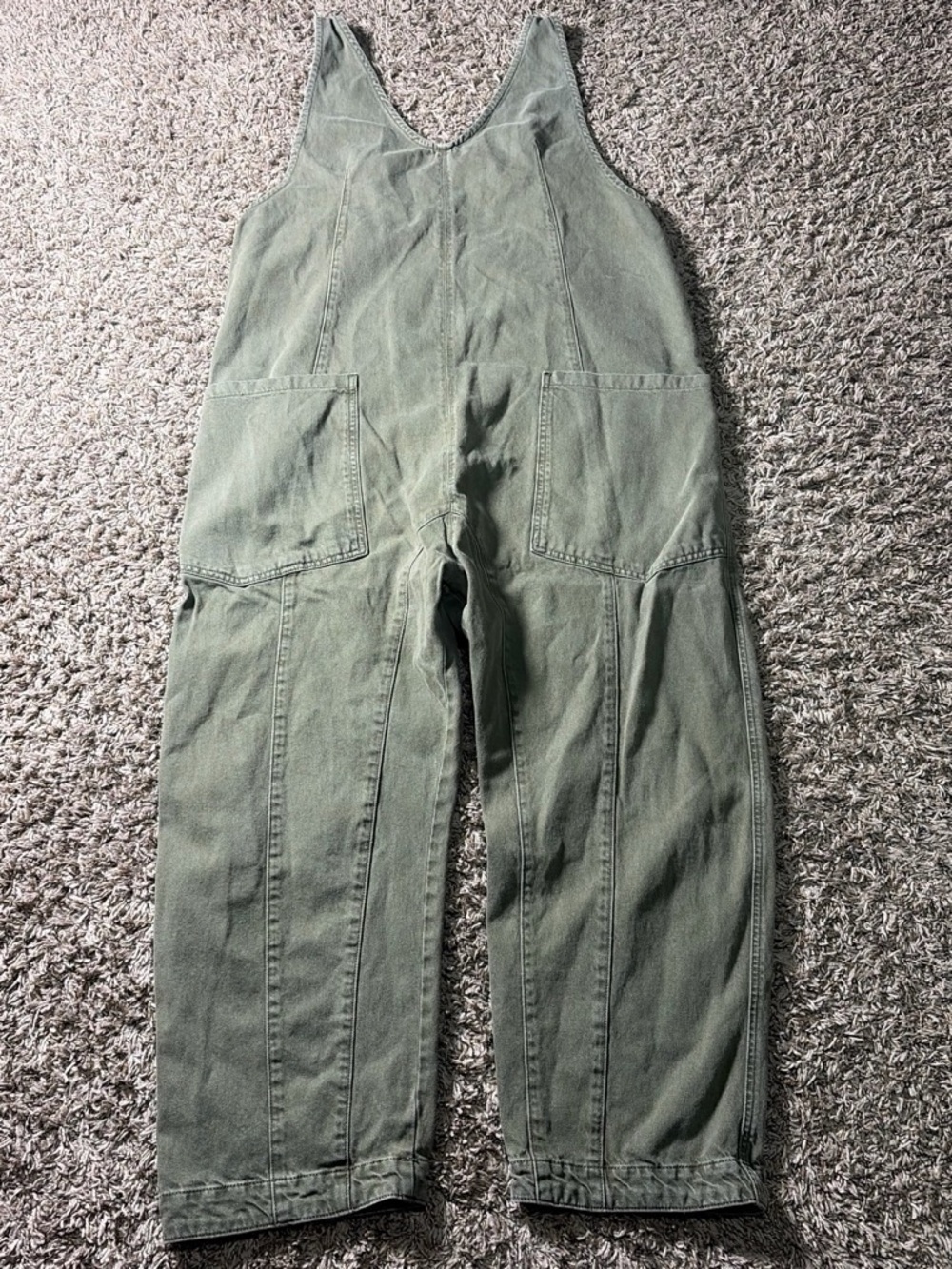 Free People We The Free Felix Tapered Overalls Women XL Dusty Olive Utility